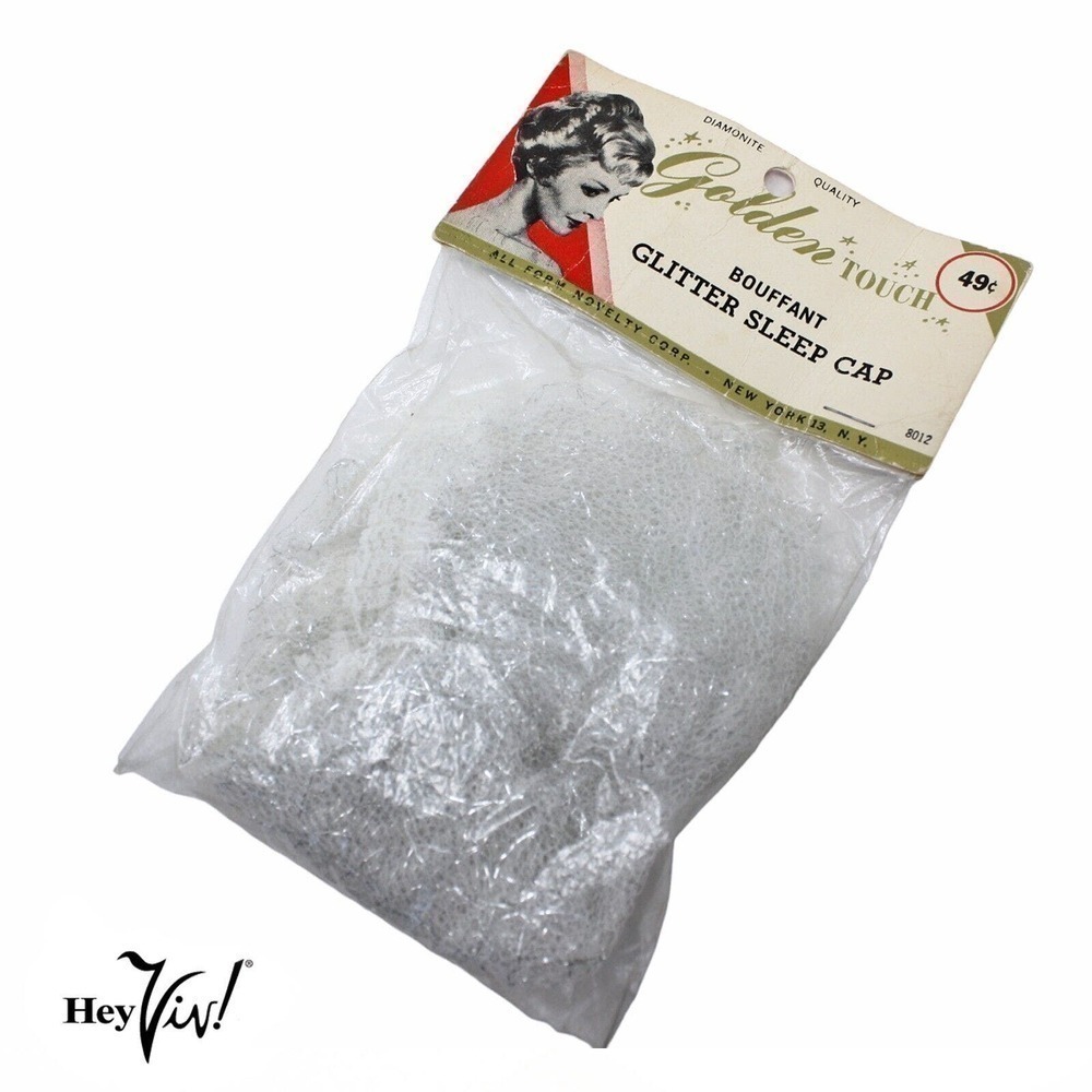Vintage Bouffant Glitter Sleep Cap by Golden Touch in Unopened Package - Hey Viv